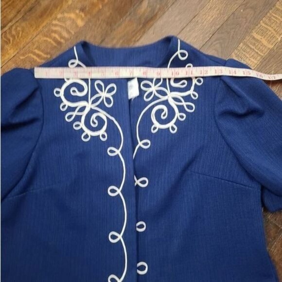Vintage 60's 70's Navy Blue Cropped Bolero Jacket ILGWU USA made Boho Grannycore - Picture 7 of 10